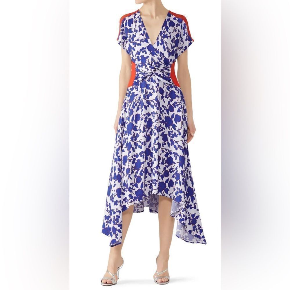 PINKO Blue Floral Midi Dress Size 10